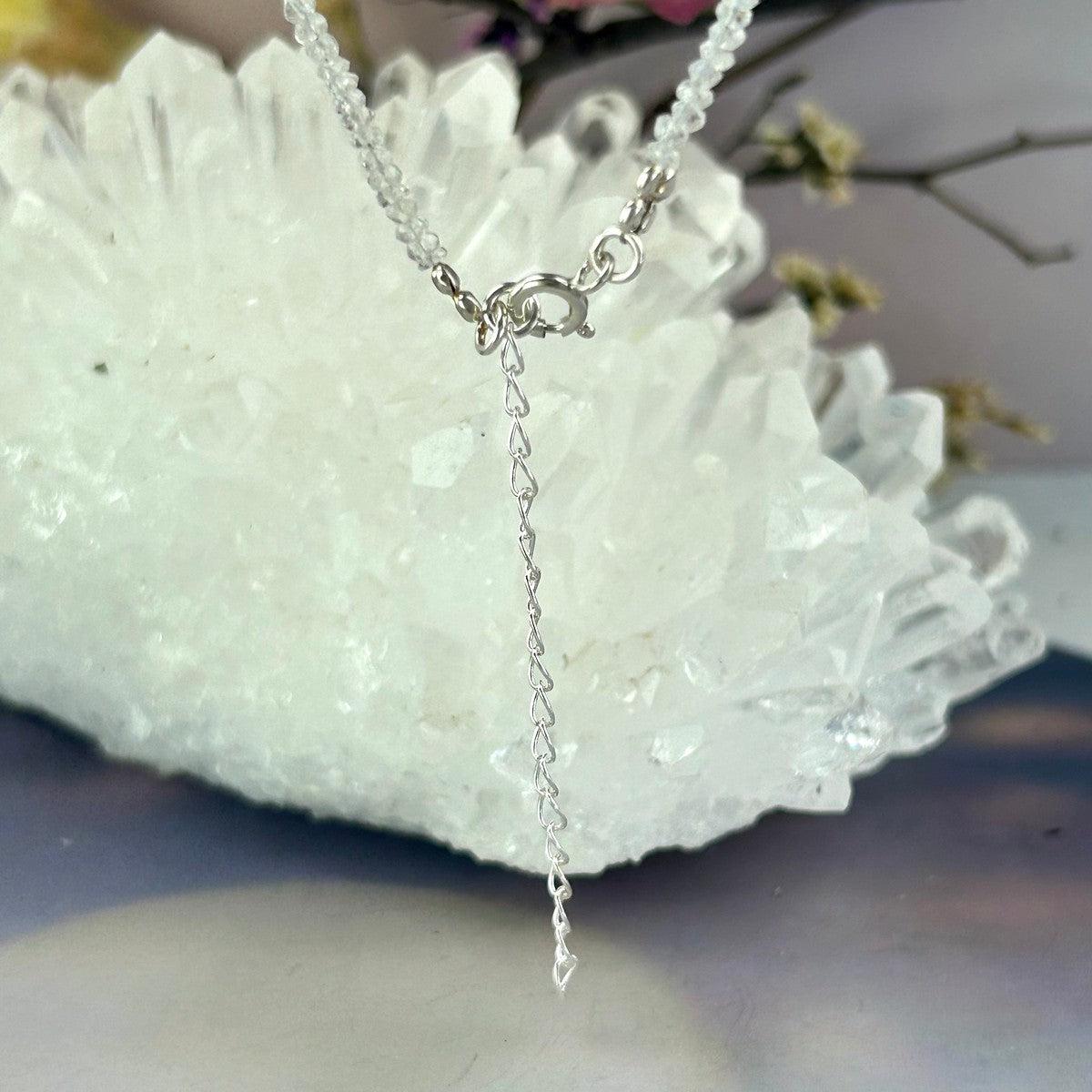Rainbow Moonstone Silver Bead Necklace