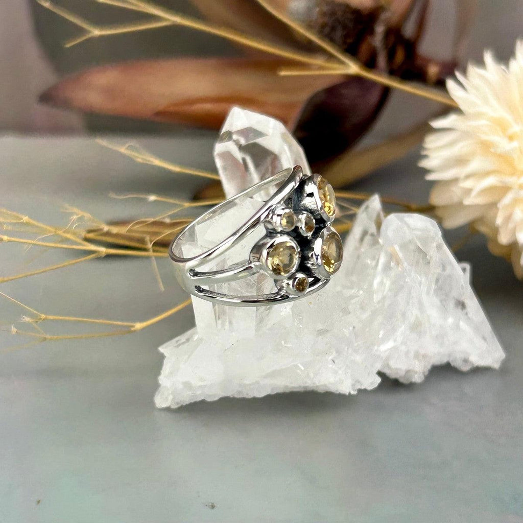 Yellow Crystal Silver Ring