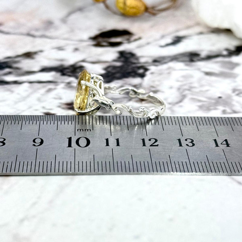 Citrine Oval Cut Ornate Ring