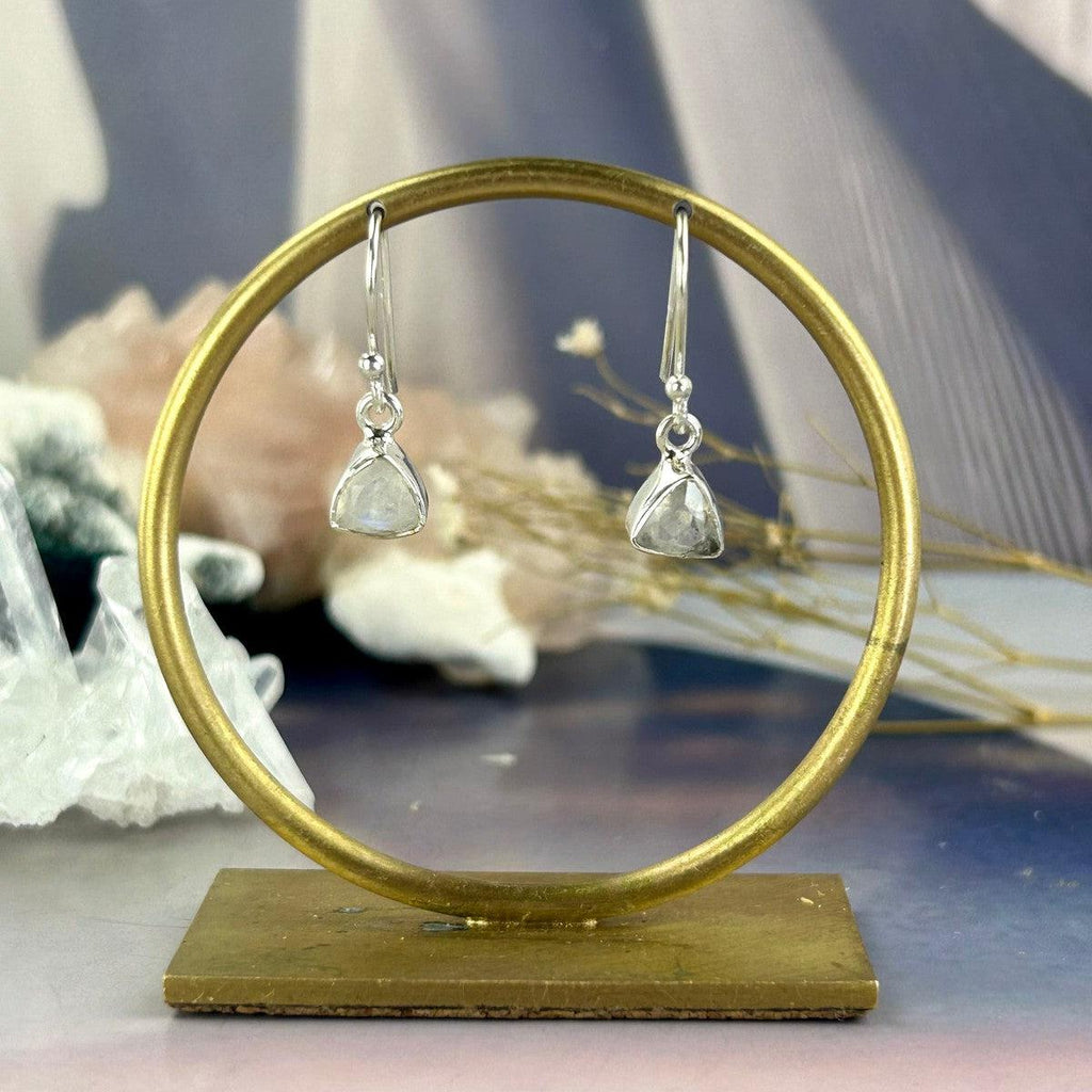 Trillion Cut Moonstone Earrings