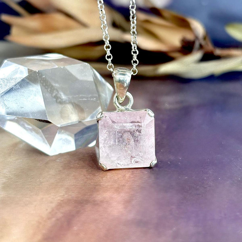Square Cut Morganite Pendant
