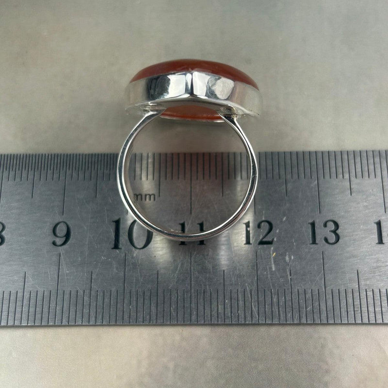 Orange Stone Silver Ring