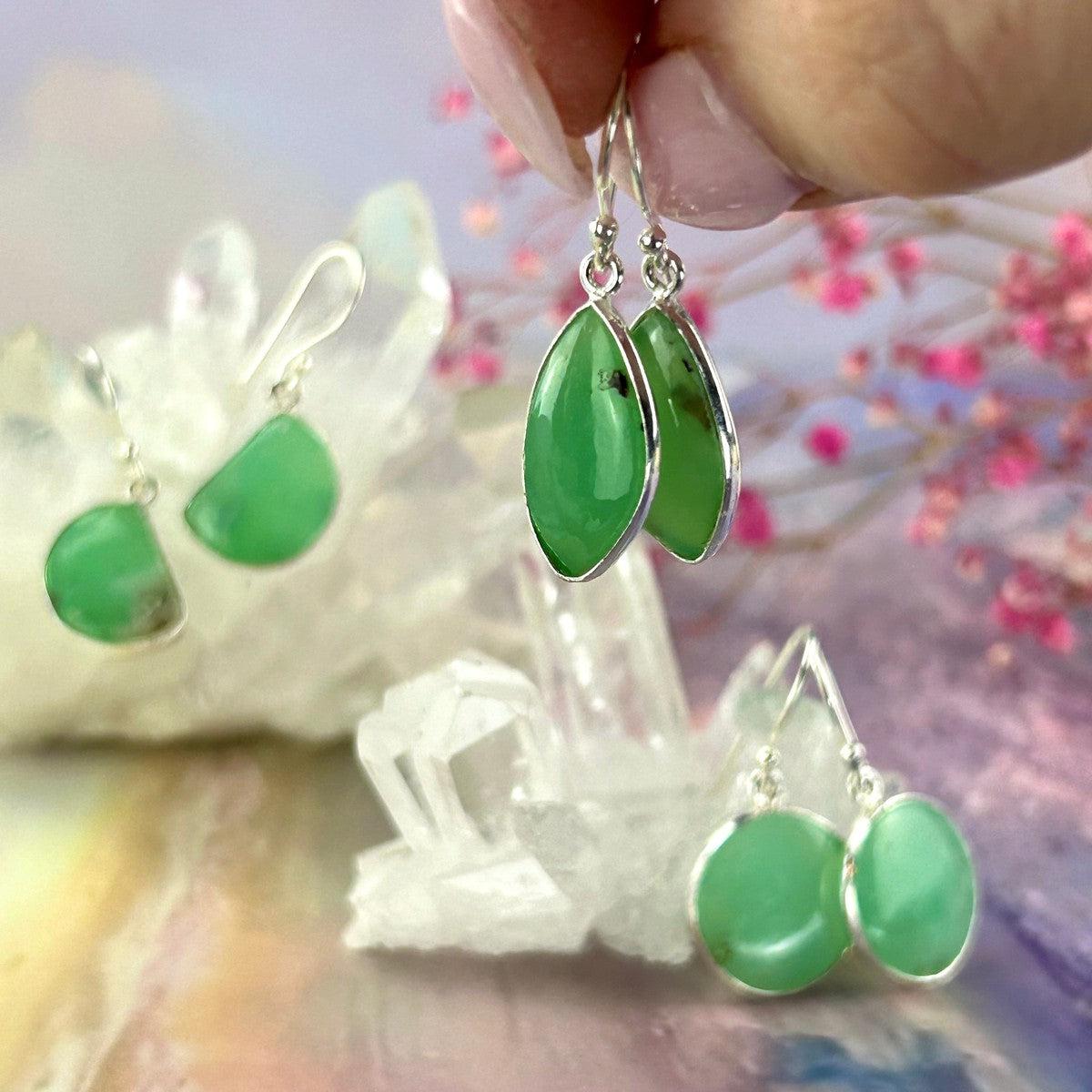 Green Chalcedony Drop Earrings