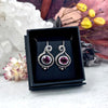 Garnet (Rhodolite) Oval Cut Sterling Silver & 9ct Rose Gold Scroll Drop Earrings By Lauren Harris