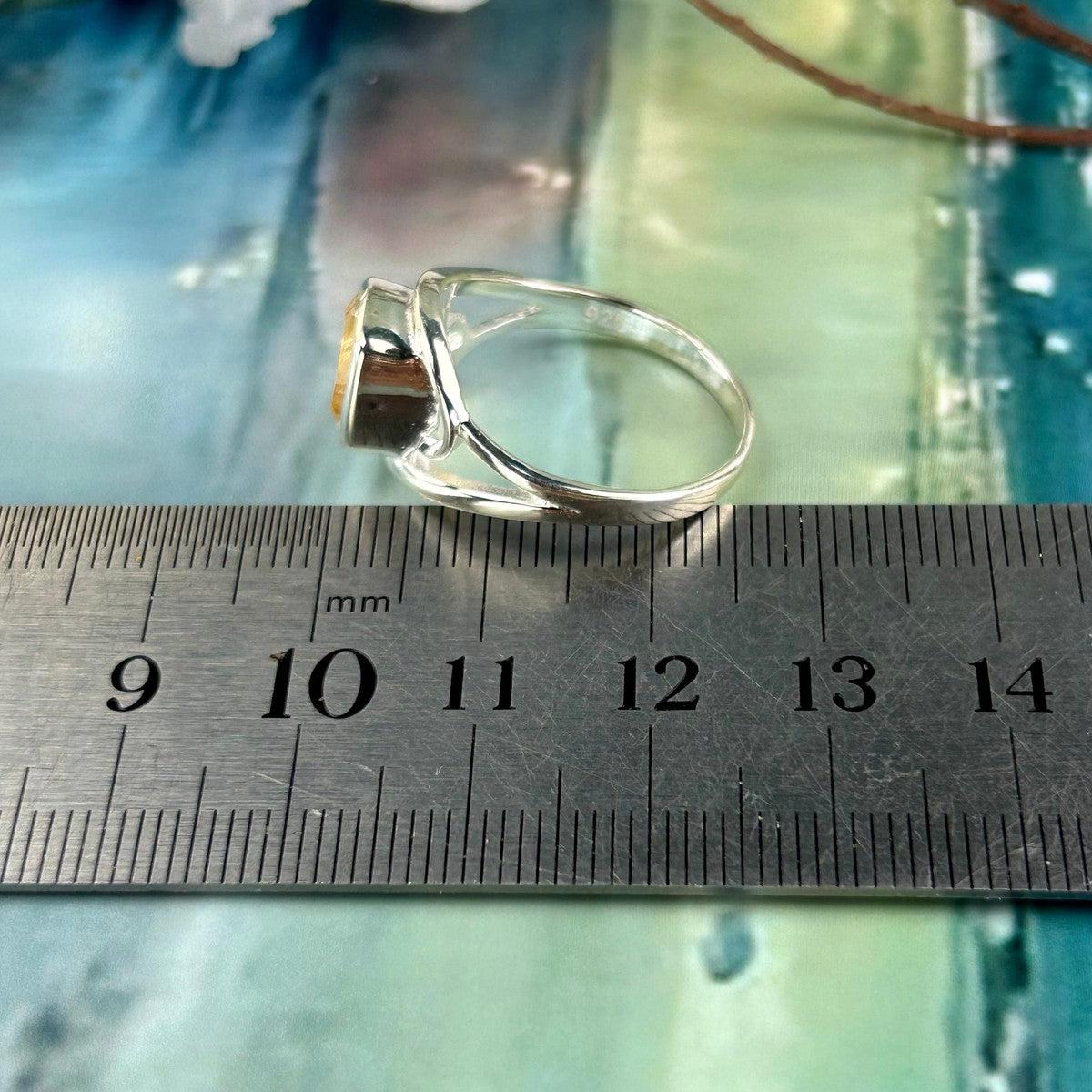 Citrine Scroll Band Ring