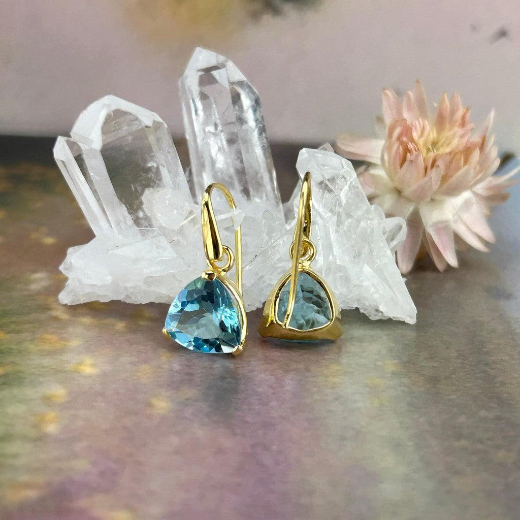 Topaz In Yellow Gold Earrings