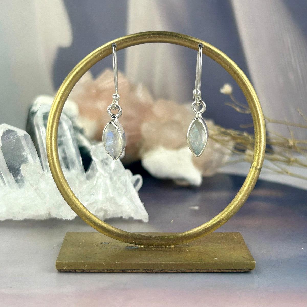 High Flash Rainbow Moonstone Earrings