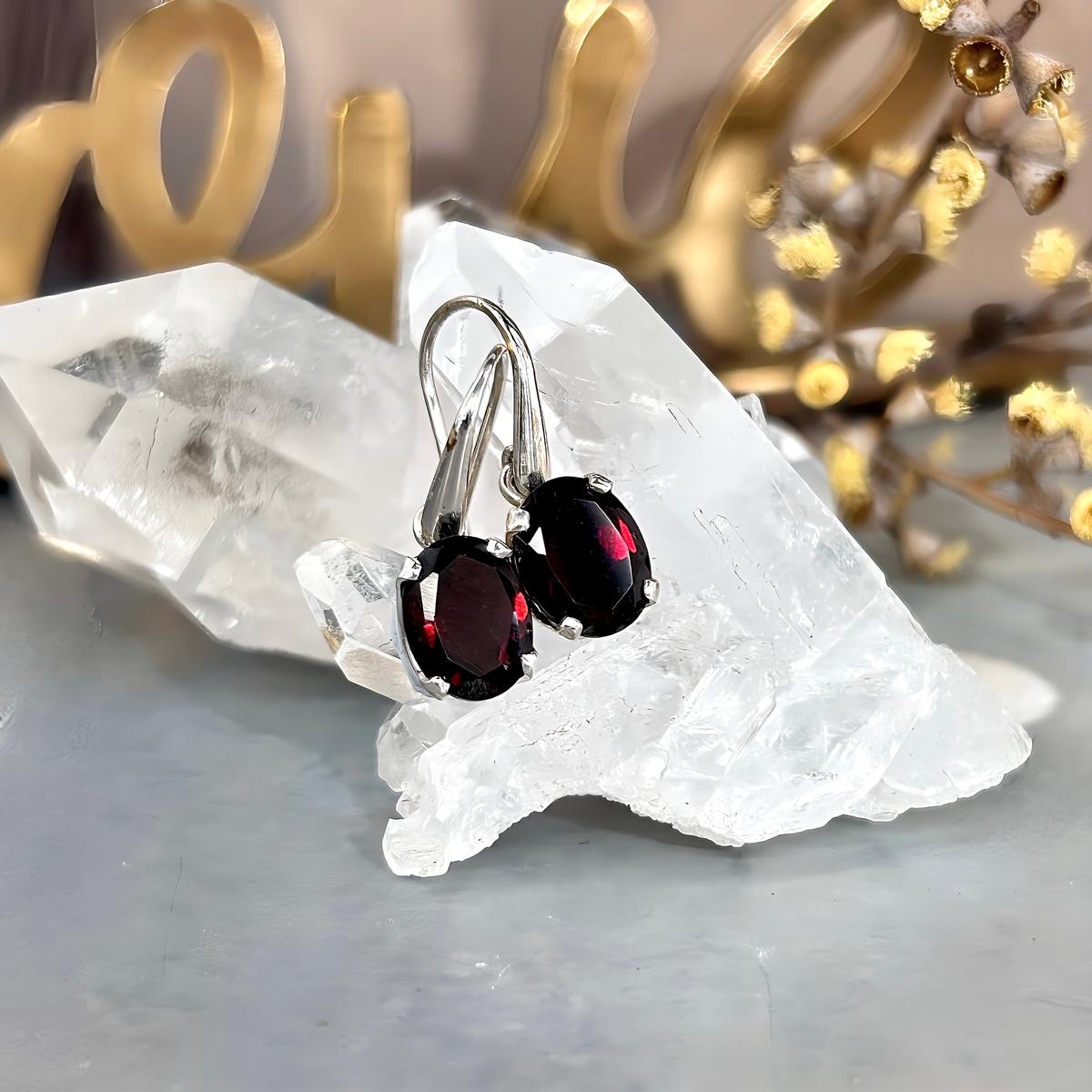 Classic Oval Garnet Earrings
