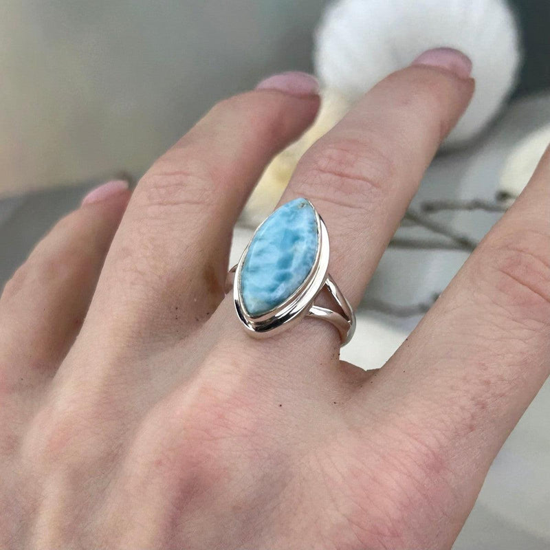 Larimar Pointed Oval Shape Ring