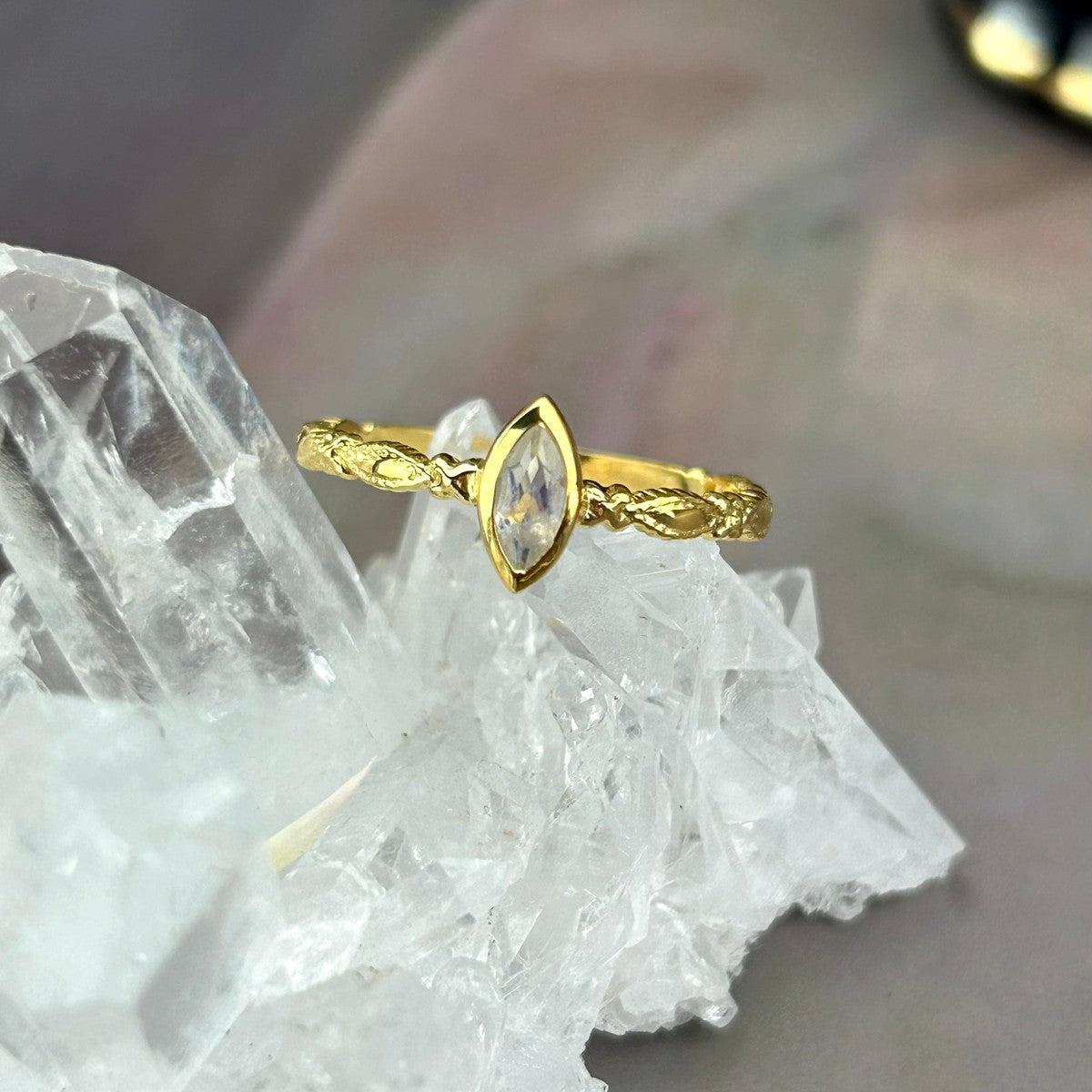 Moonstone Ornate Band Ring