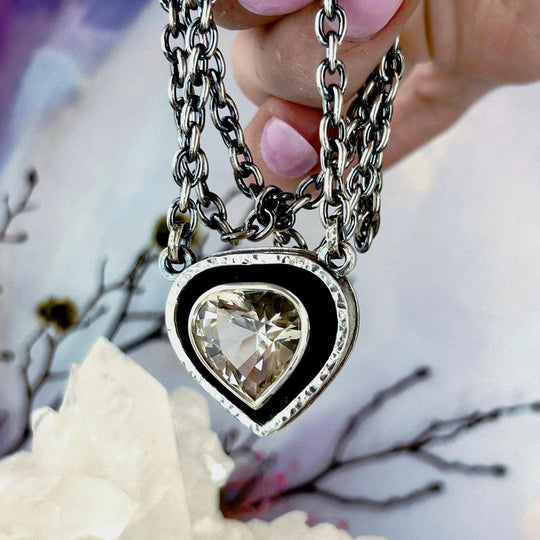 Light Smokey Quartz Heart Pendant & Sterling Silver Chain By Lauren Harris