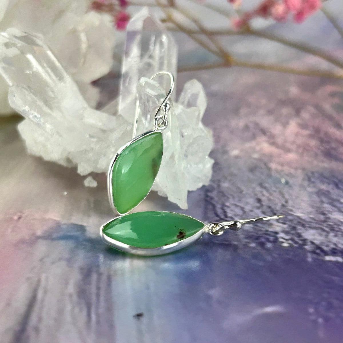 Green Crystal Sterling Silver Earrings