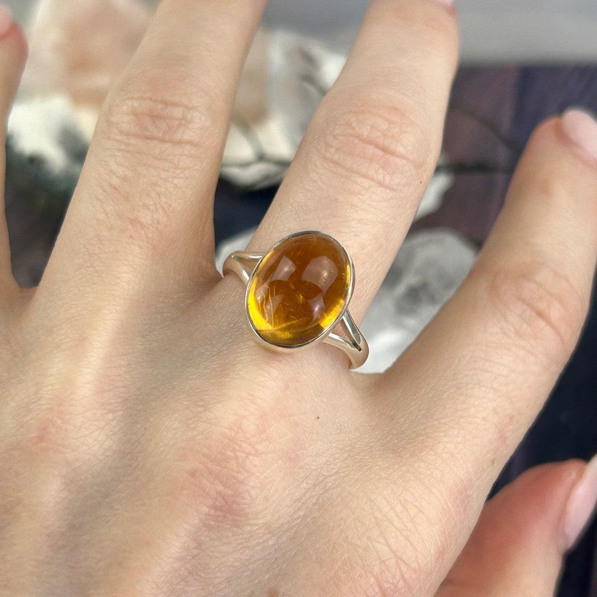 Yellow Stone Silver Setting Ring