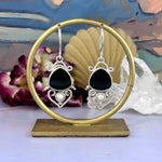 Black Onyx & Pearl Filigree Drop Earrings