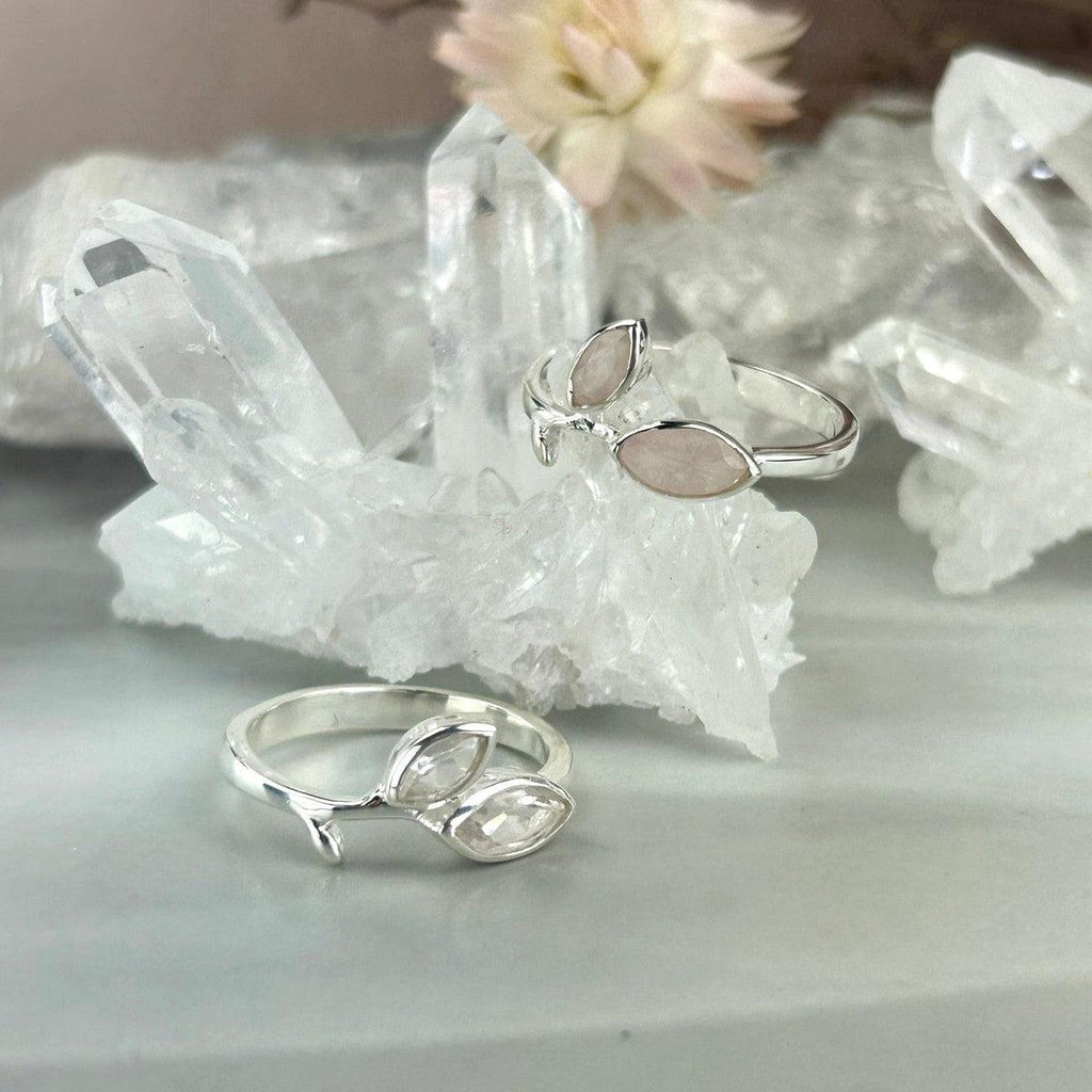 Rose Quartz Leaf And Vine Ring