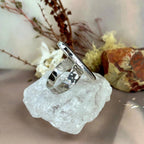 Battered Silver Stone Ring