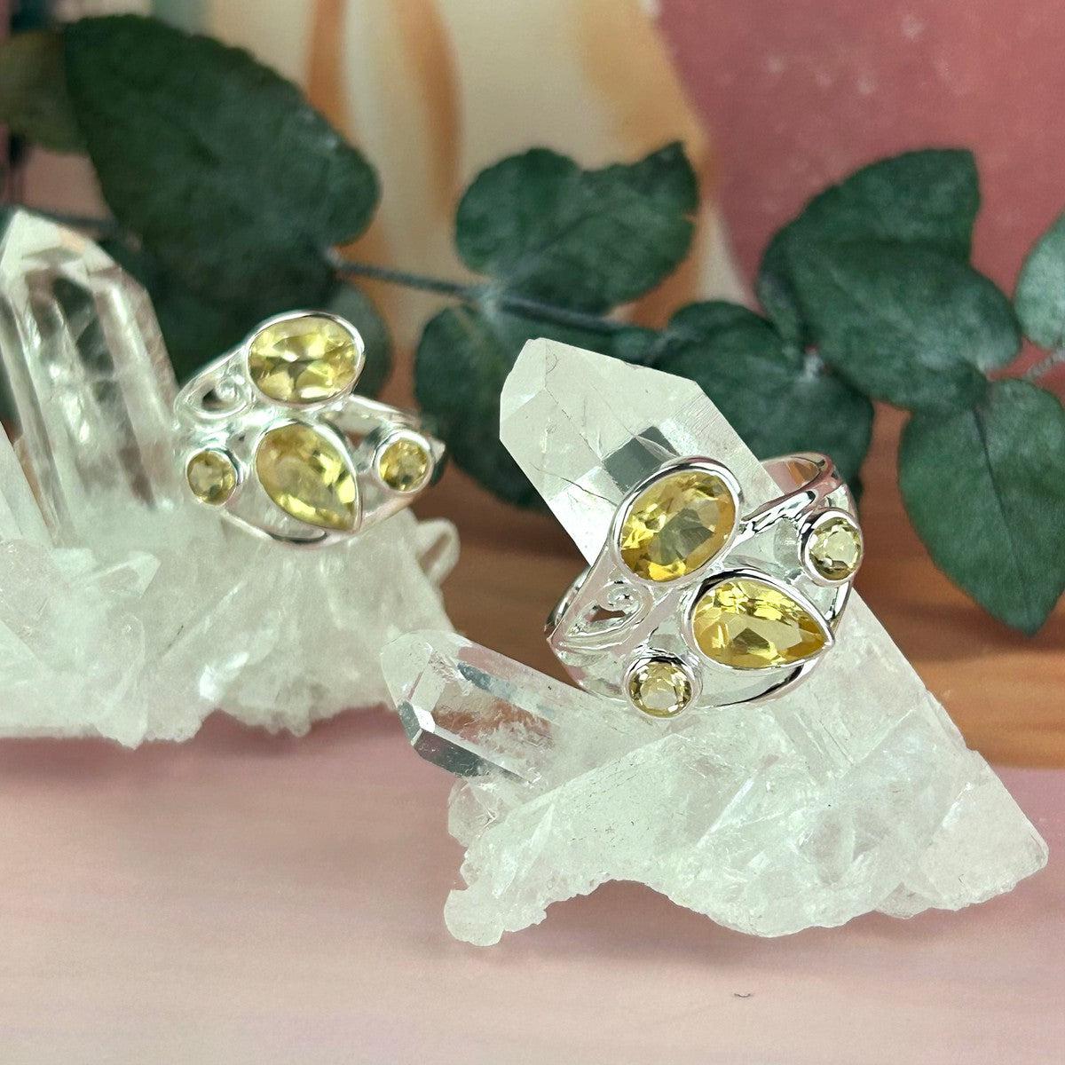 Citrine Multi Stone Silver Ring