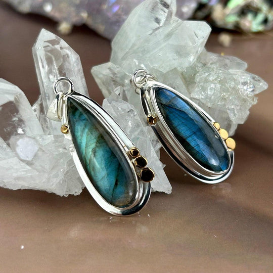 Labradorite Elongated Teardrop Pendants