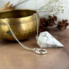 White Stone Pendulum On Silver Chain