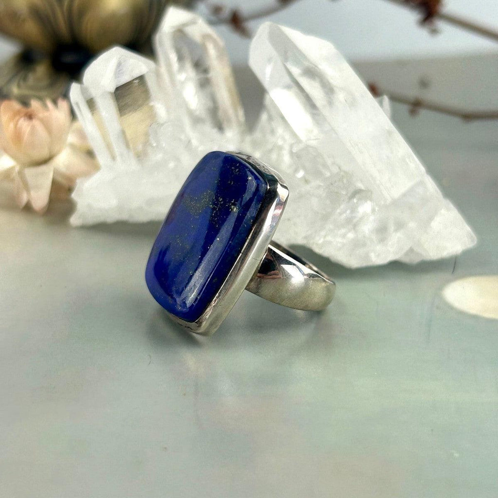 Square Polished Lapis Ring