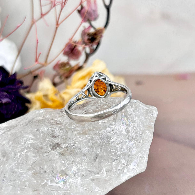 Baltic Cognac Amber Lattice Ring