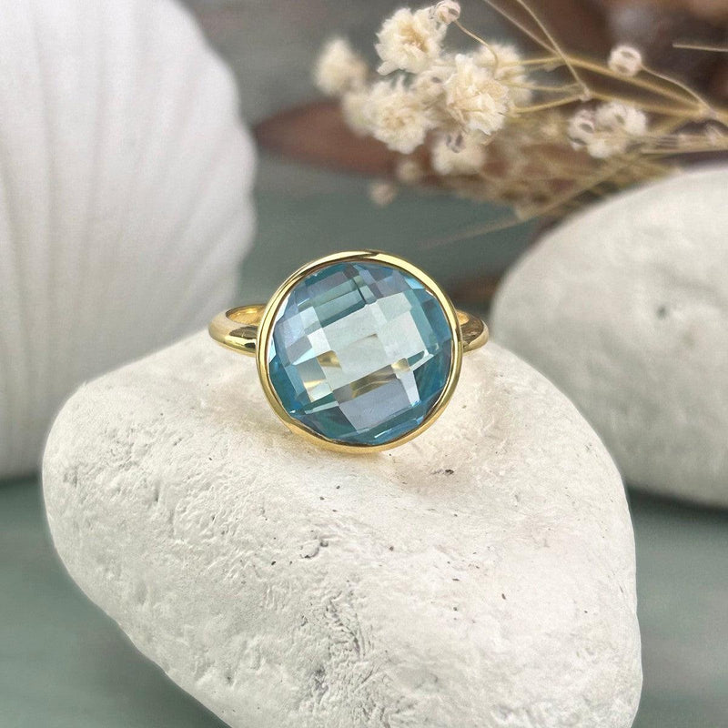 Large Faceted Topaz Ring