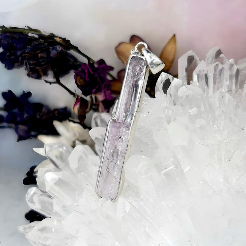 Kunzite Raw Crystal Bar Pendant