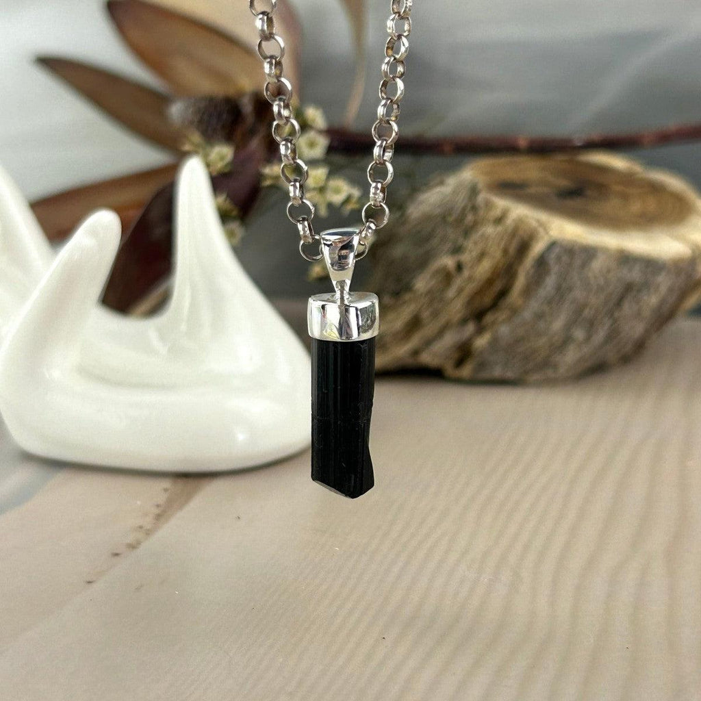 Black Stone In Silver Pendant