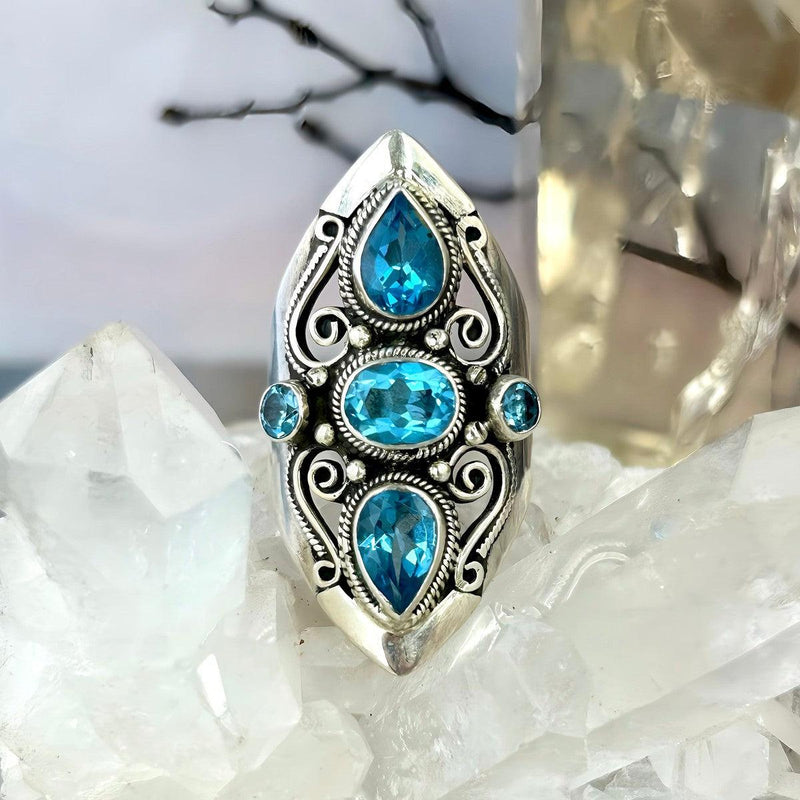 Vintage Design Blue Topaz Ring