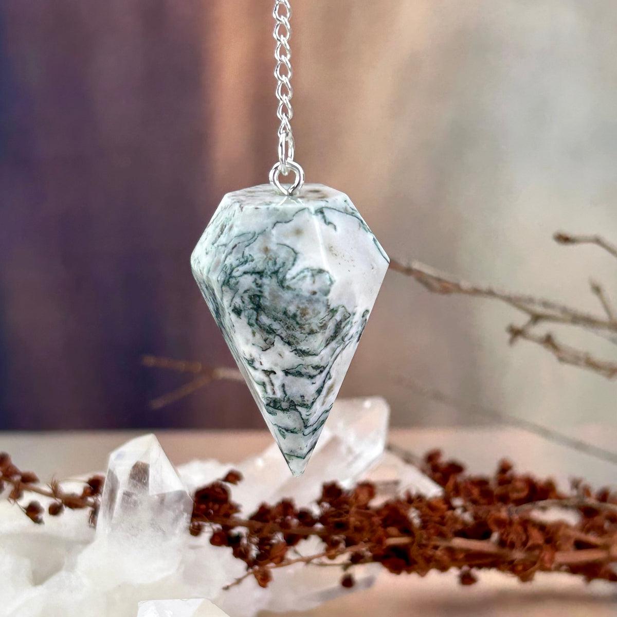 Natural Tree Agate Pendulum