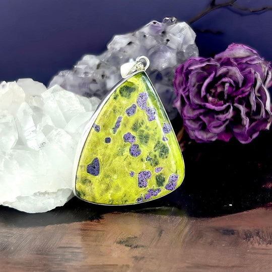 Stichtite & Green Serpentine (Atlantisite) Large Freeform Pendant