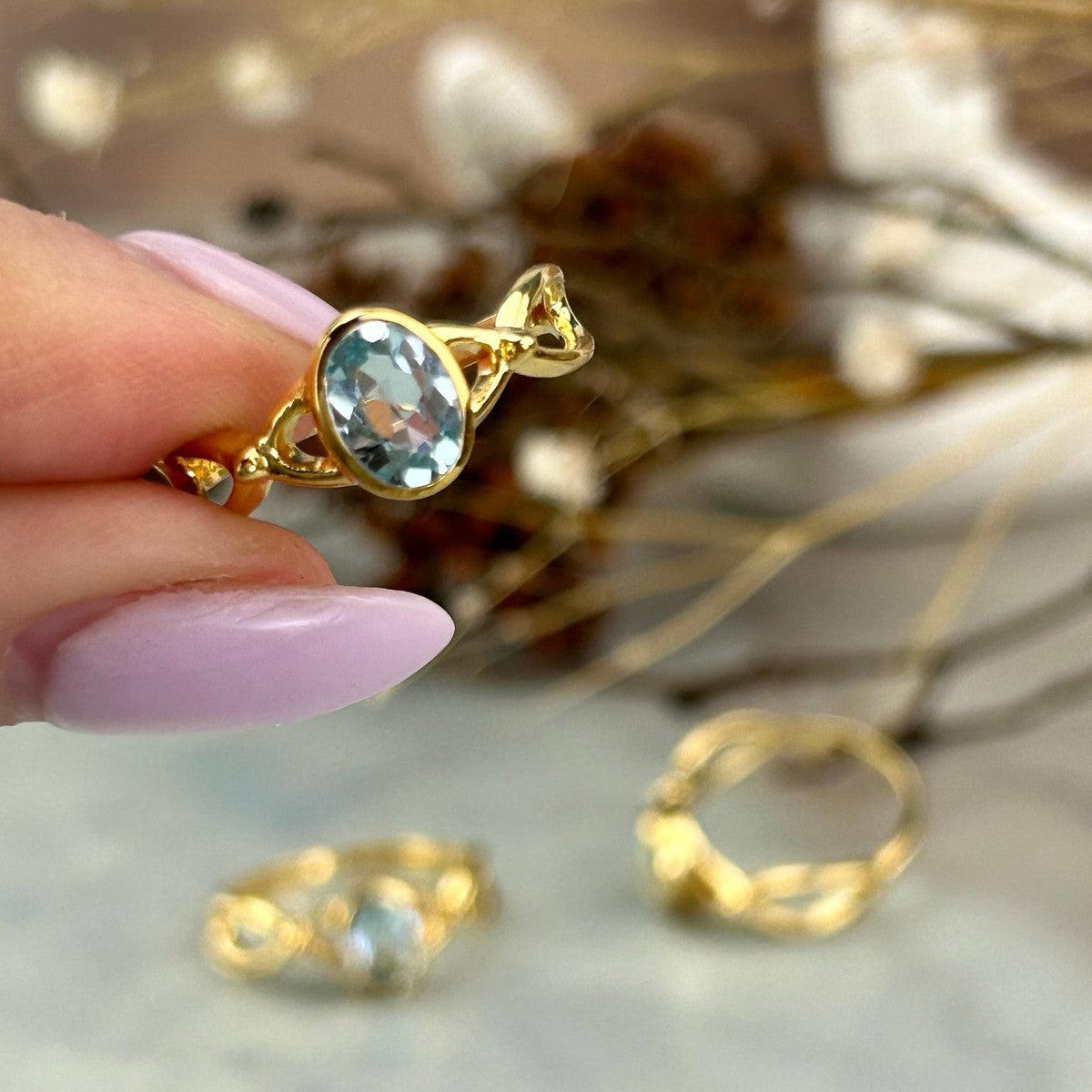 Classic Blue Topaz Gold Ring