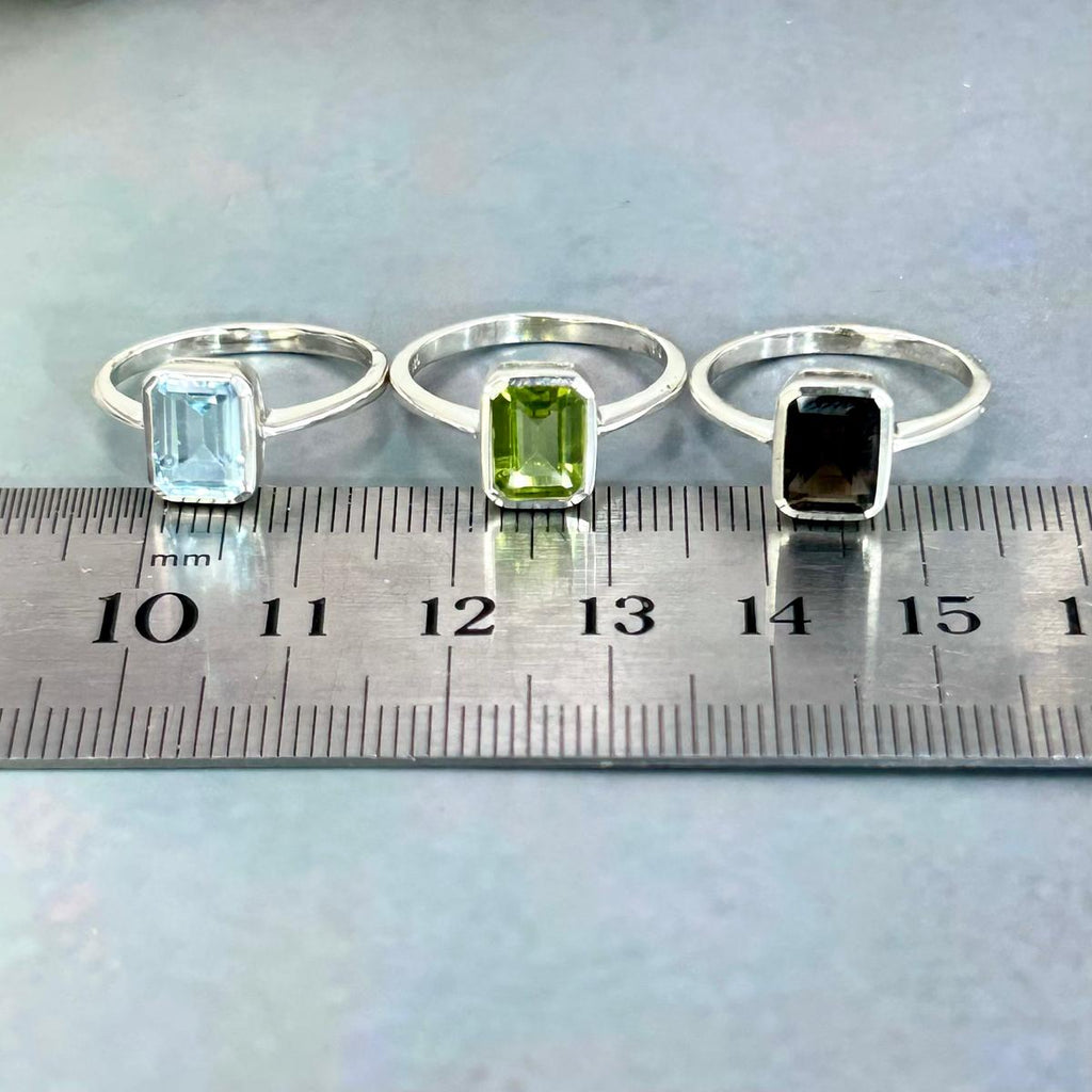 Assorted Gemstone Emerald Cut Ring