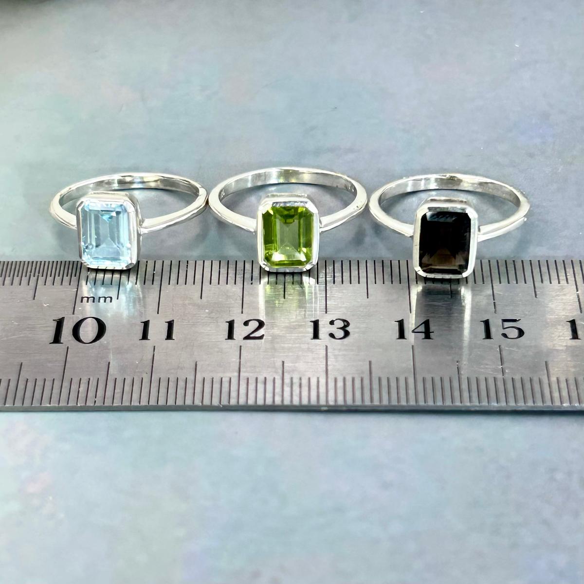 Assorted Gemstone Emerald Cut Ring