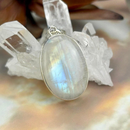 Rainbow Moonstone Oval Pendant