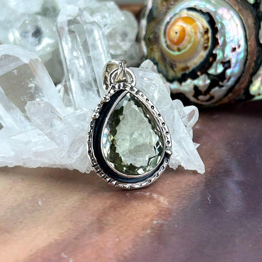 Green Amethyst Ornate Teardrop Pendant