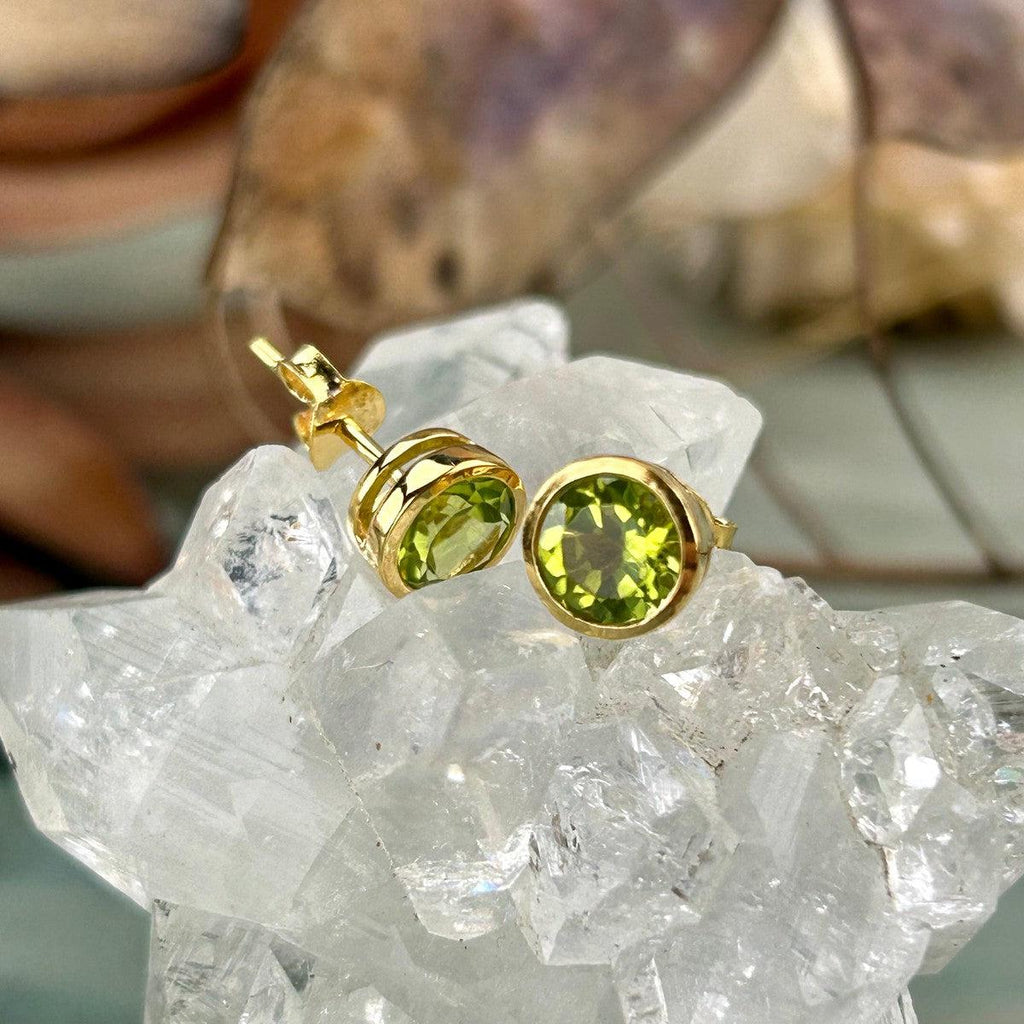 Peridot Gold Stud Earrings