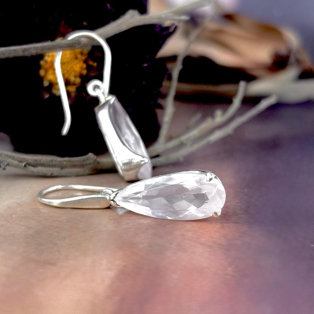 Long Teardrop Gemstone Earrings