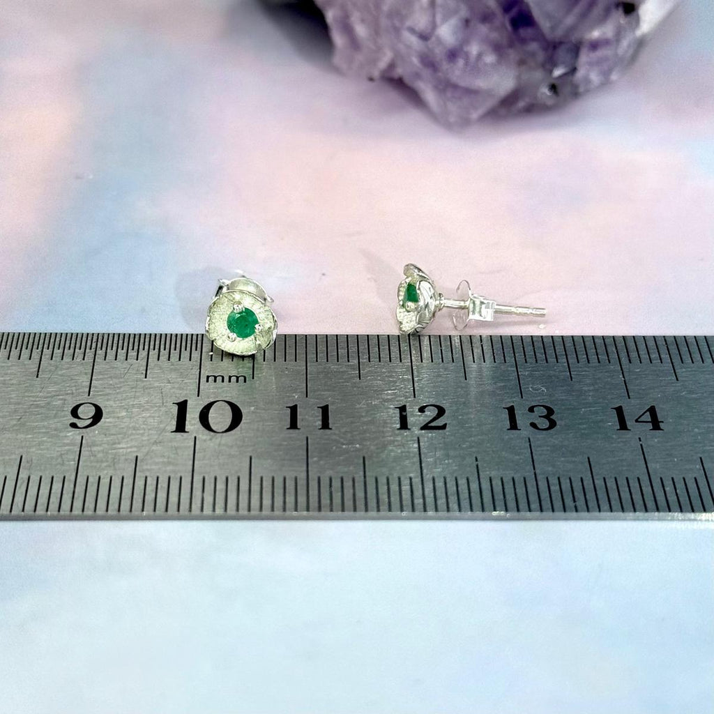 Emerald Silver Studs