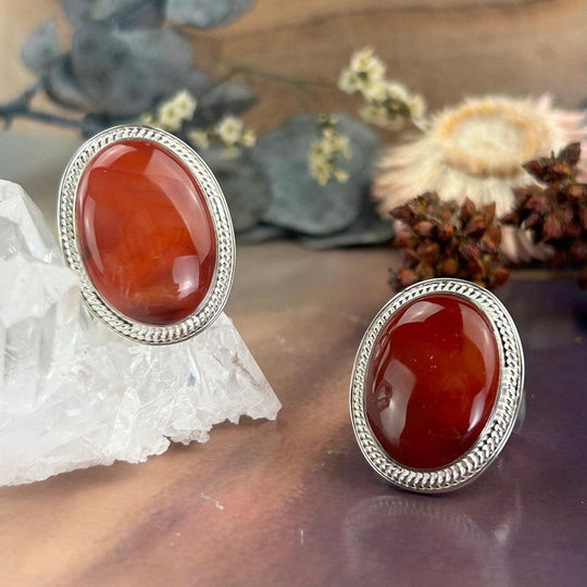 Carnelian Oval Ornate Rings