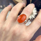 Battered Silver Carnelian Ring
