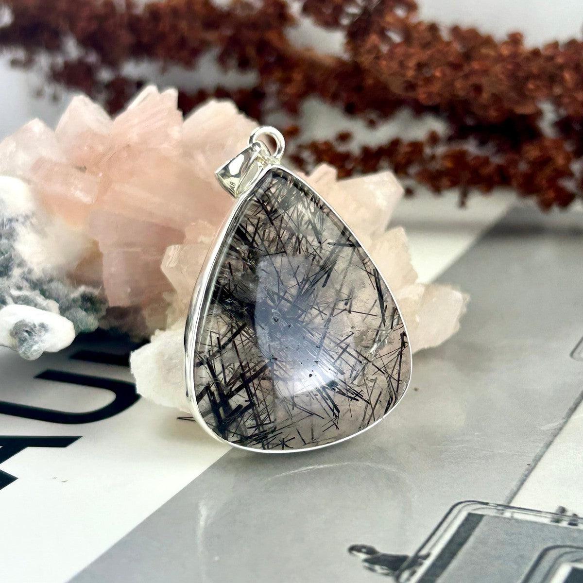 Black Tourmaline In Quartz Pendant