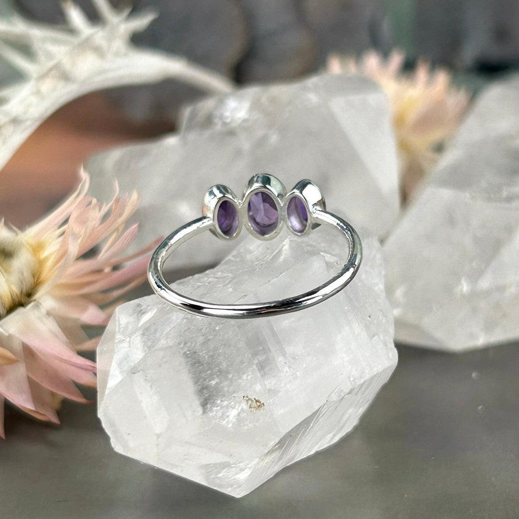 Amethyst Triple Stone Ring