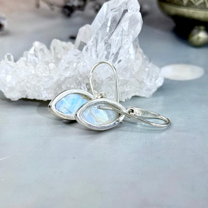 Pointed Oval Moonstone Earrings