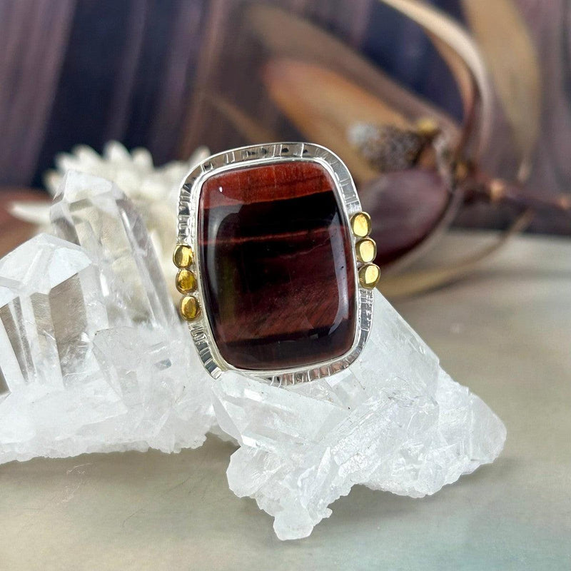 Ornate Red Tiger's Eye Ring