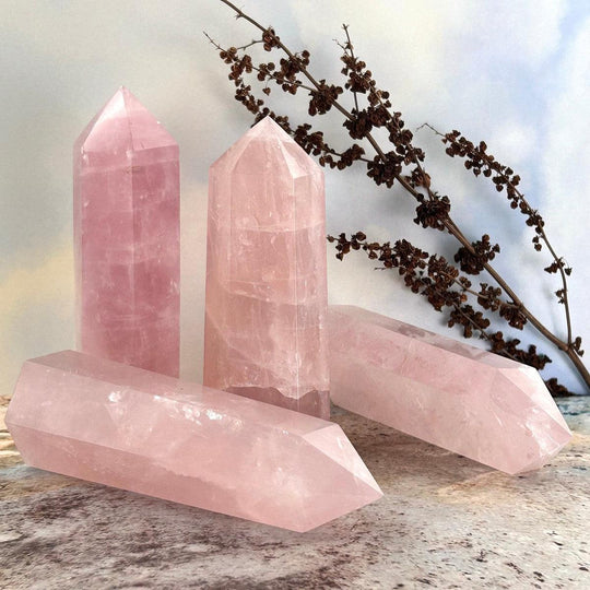Rose Quartz Crystal Points 15.5cm - 18.2cm