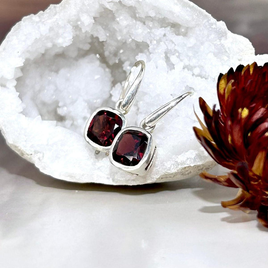 Garnet Sterling Silver Earrings