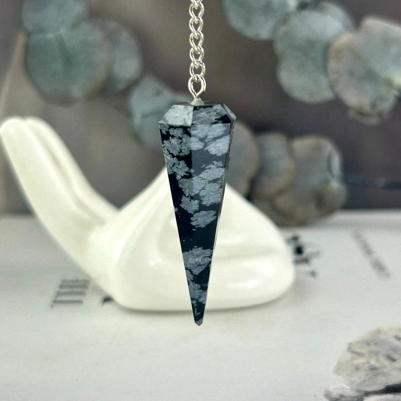 Small Snowflake Obsidian Pendant