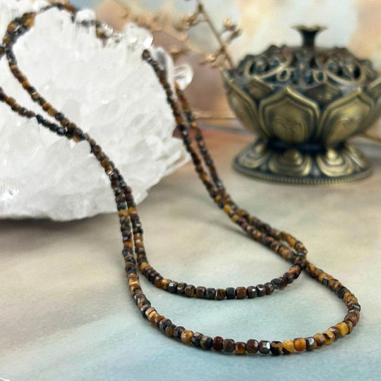 Golden Tiger’s Eye Faceted 2mm Bead Necklace