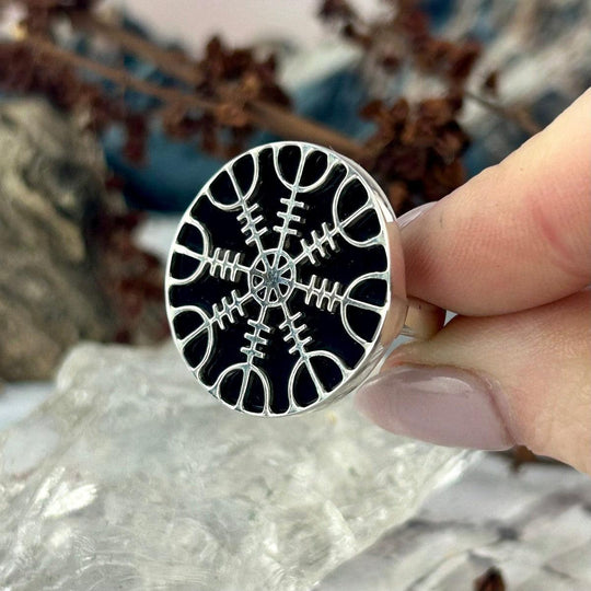 Black Onyx Viking Compass Ring